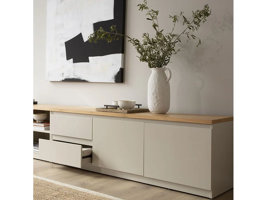 Mobile tv tavola in legno di quercia e tavola in mdf Quercia/Beige 40x50