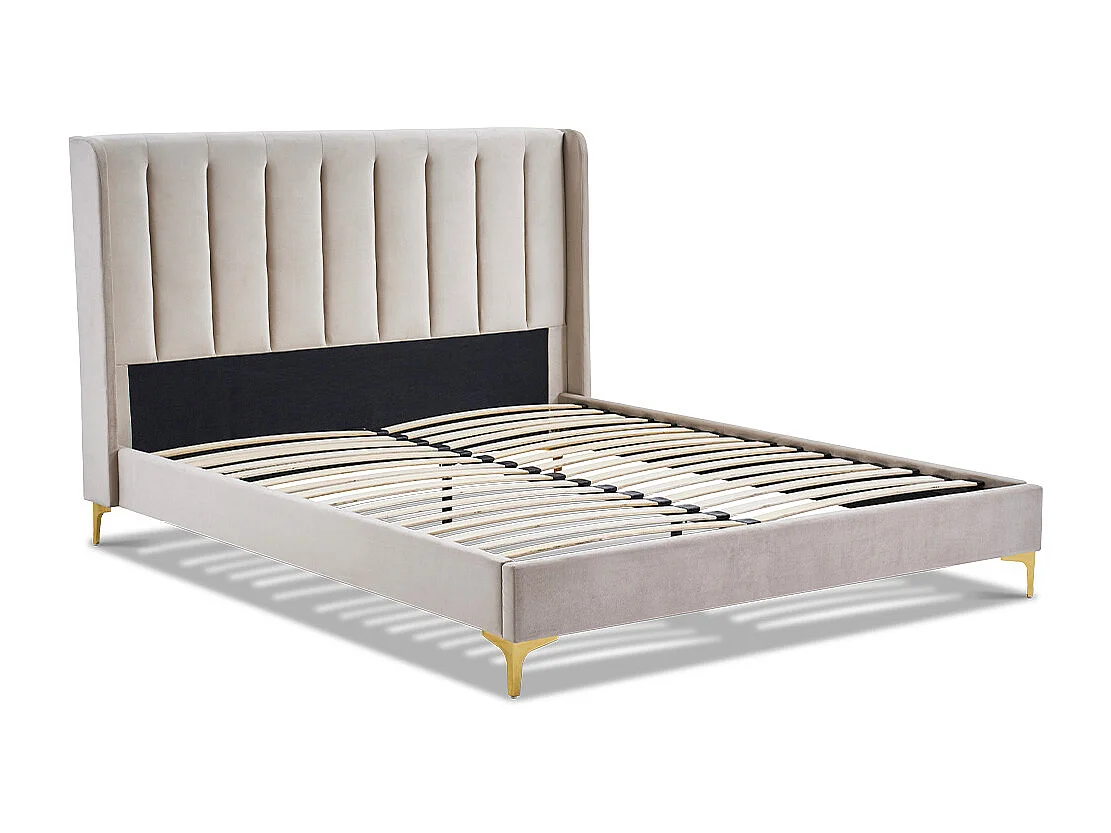 BELLECOUR LITERIE | Sommier avec tête de lit LAVEZZI 140x190 cm | Coloris Beige