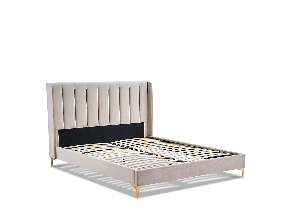 Lit Velours Beige LAVEZZI