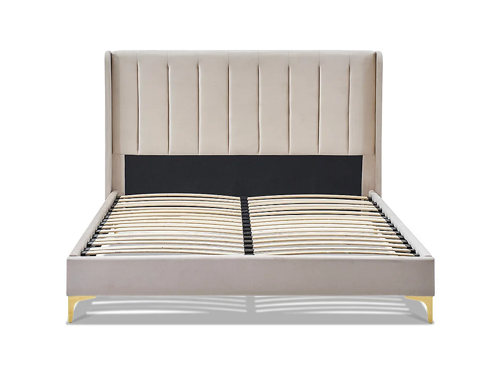 BELLECOUR LITERIE | Sommier avec tête de lit LAVEZZI 160x200 cm | Coloris Beige