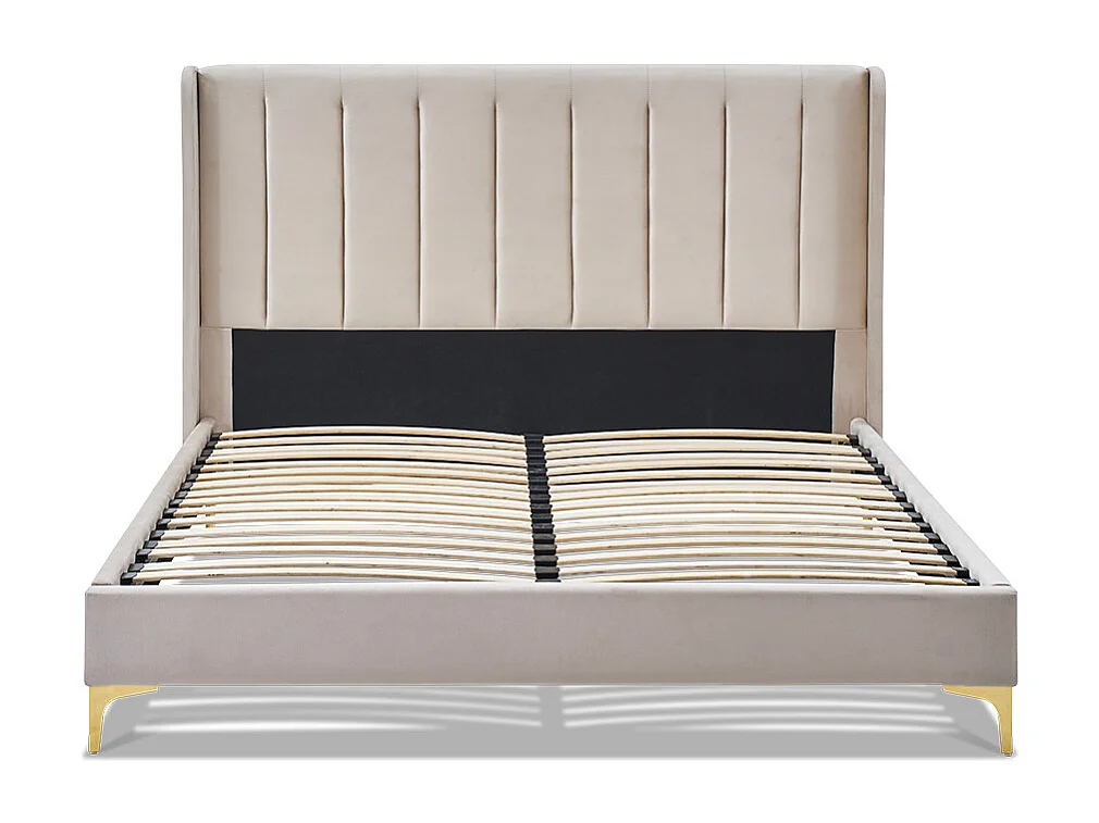 BELLECOUR LITERIE | Sommier avec tête de lit LAVEZZI 160x200 cm | Coloris Beige