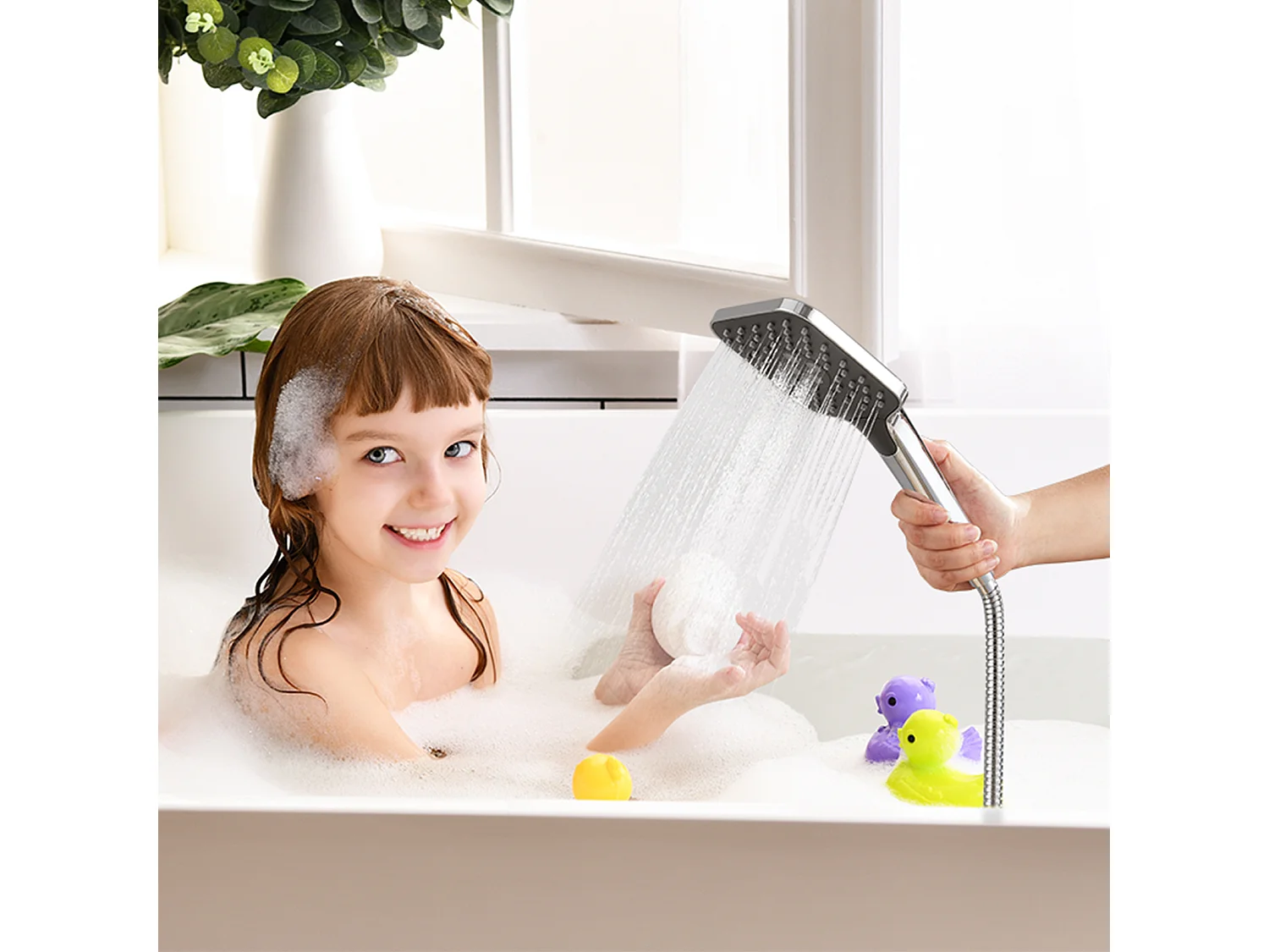 AURALUM MAX Pommeau de Douche Haute Pression+Tuyau de 1,5m en Inox,Avec 3 Modes de Jet,Pulvérisateur Douche Anti-Calcaire Pommeau,Chromé+Noir