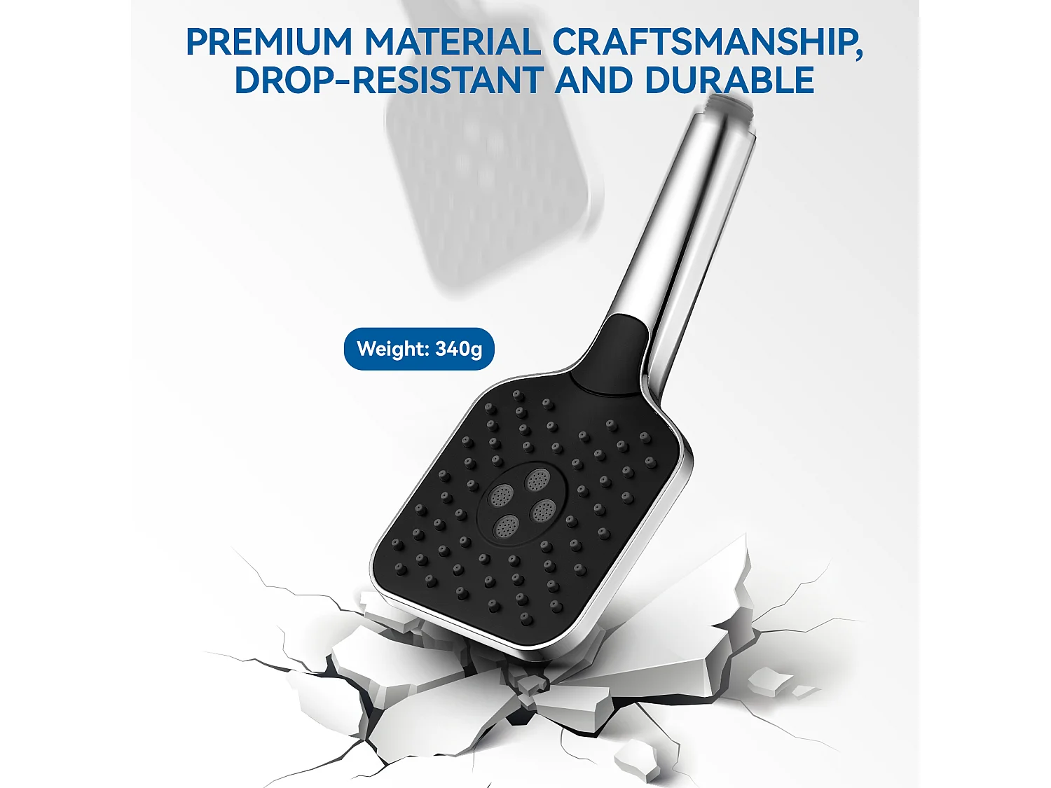 AURALUM MAX Pommeau de Douche Haute Pression+Tuyau de 1,5m en Inox,Avec 3 Modes de Jet,Pulvérisateur Douche Anti-Calcaire Pommeau,Chromé+Noir