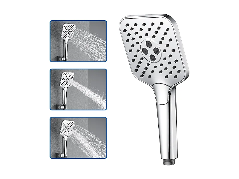 AURALUM MAX Pommeau de Douche Haute Pression,Avec 3 Modes de Jet,Pulvérisateur Douche Anti-Calcaire Pommeau,Chromé(Pas de Tuyau）