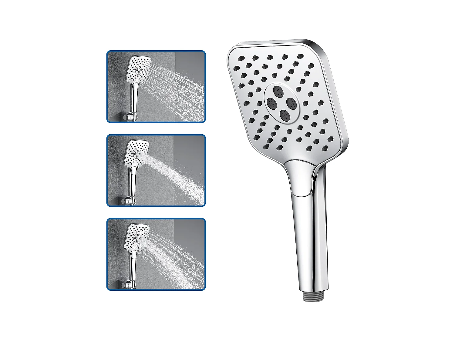 AURALUM MAX Pommeau de Douche Haute Pression,Avec 3 Modes de Jet,Pulvérisateur Douche Anti-Calcaire Pommeau,Chromé(Pas de Tuyau）