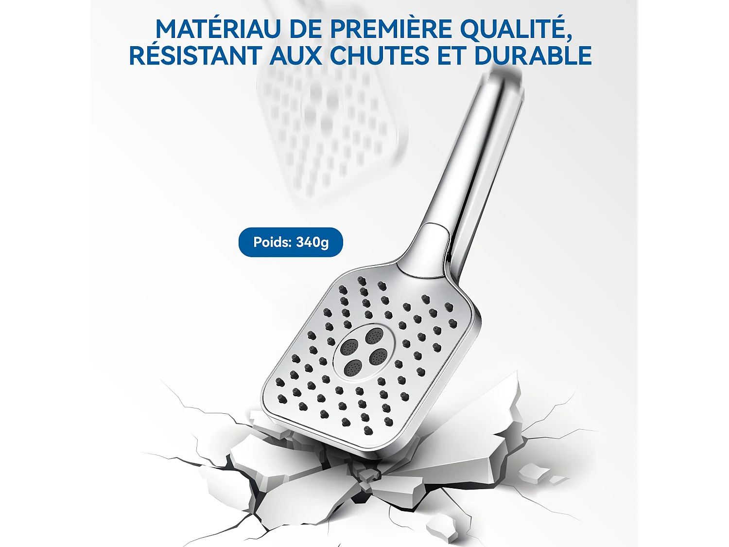 AURALUM MAX Pommeau de Douche Haute Pression,Avec 3 Modes de Jet,Pulvérisateur Douche Anti-Calcaire Pommeau,Chromé(Pas de Tuyau）