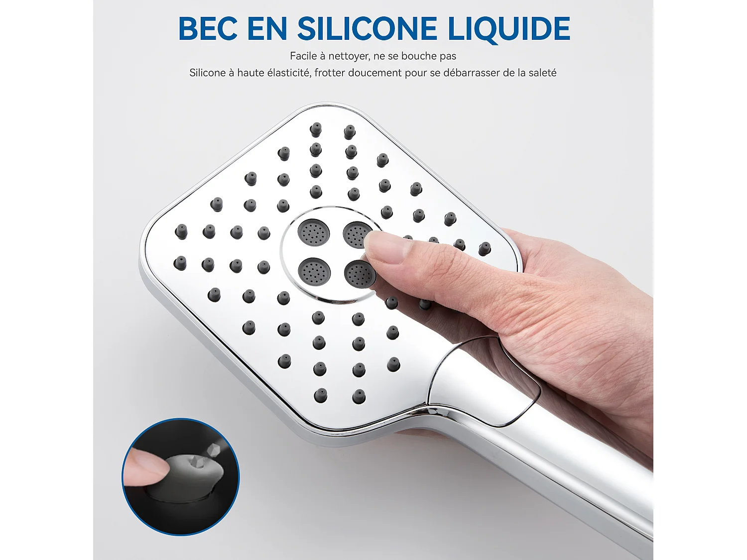 AURALUM MAX Pommeau de Douche Haute Pression,Avec 3 Modes de Jet,Pulvérisateur Douche Anti-Calcaire Pommeau,Chromé(Pas de Tuyau）