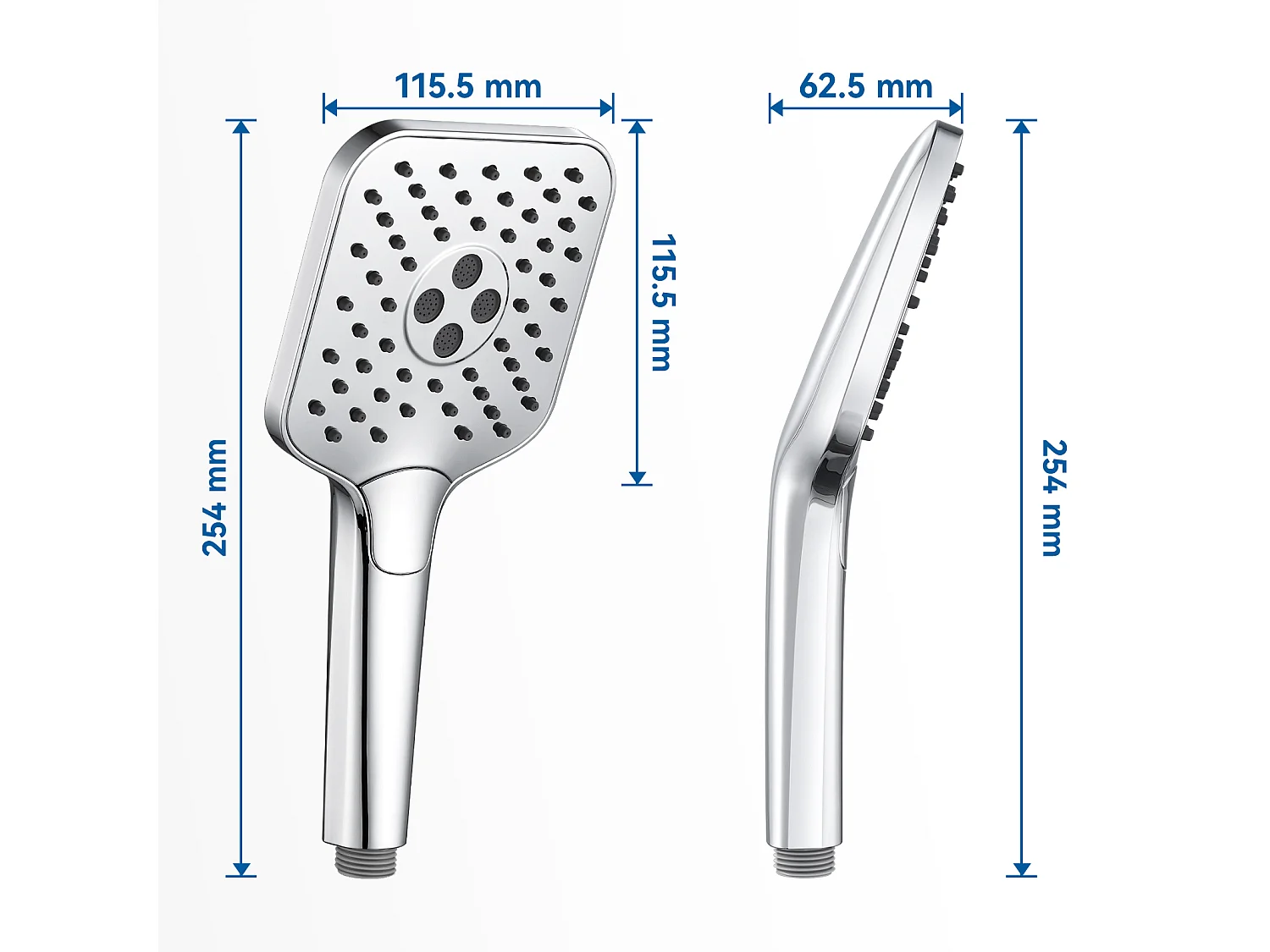 AURALUM MAX Pommeau de Douche Haute Pression,Avec 3 Modes de Jet,Pulvérisateur Douche Anti-Calcaire Pommeau,Chromé(Pas de Tuyau）