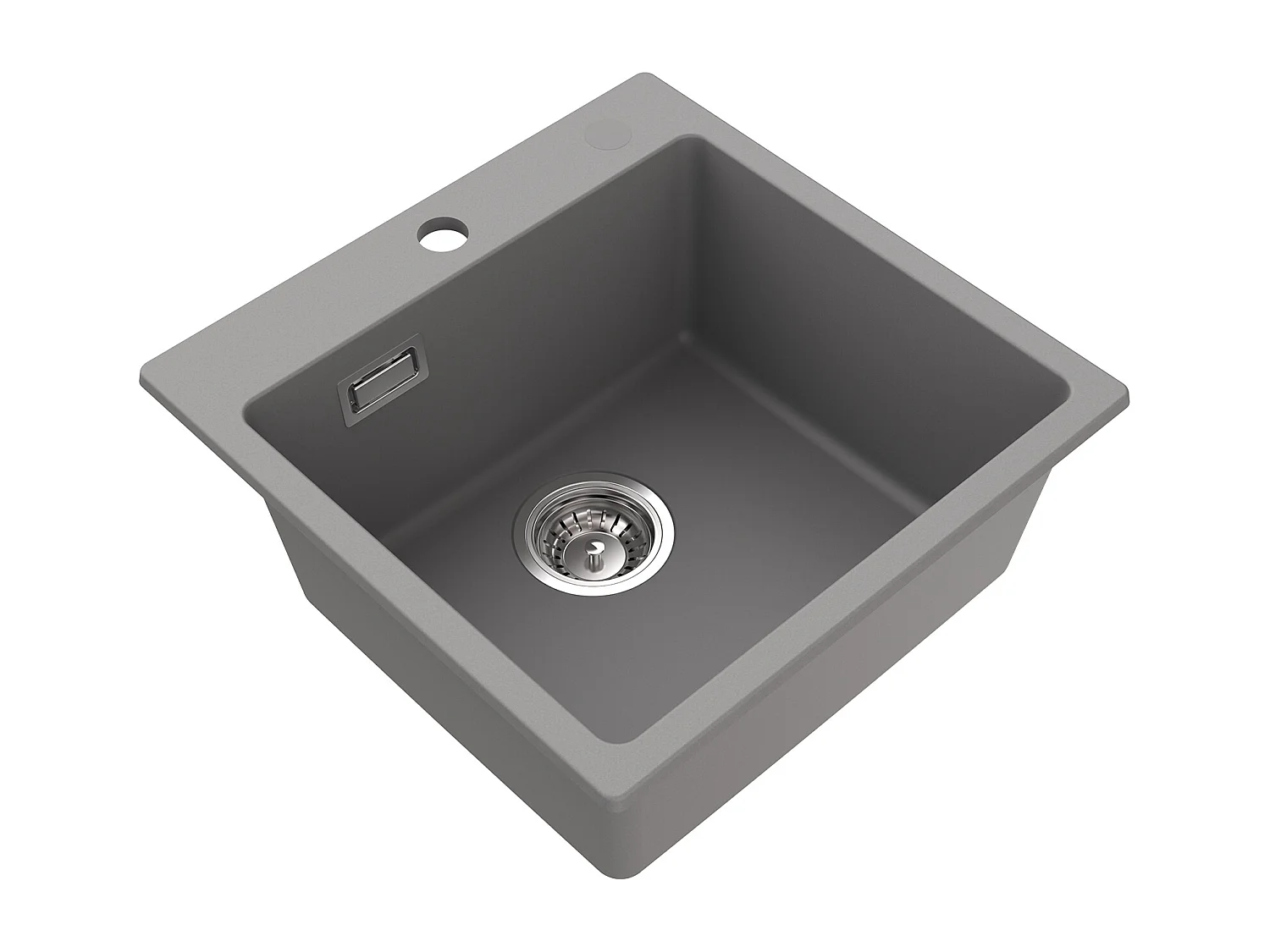 Cecipa max Evier 1 Bac en Quartz et Résine Gris Evier de Cuisine 45x45cm Evier à Encastrer 1 cuve + 300ML Distributeur de Savon Brossé