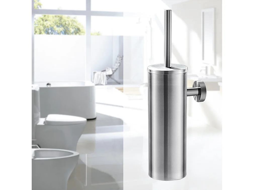 AuraLum Max  2pcs Porte Brosse de Toilette WC en Acier Inoxydable avec Support WC Mural Imperméable pour Salle de Bains Toilettes WC,EU Modèle