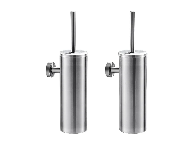 AuraLum Max  2pcs Porte Brosse de Toilette WC en Acier Inoxydable avec Support WC Mural Imperméable pour Salle de Bains Toilettes WC,EU Modèle
