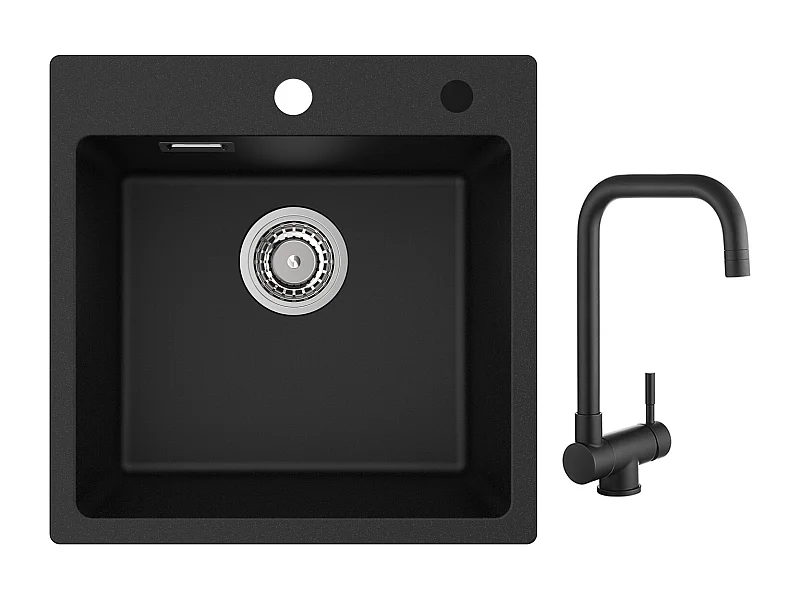 Cecipa max 45x45cm zwarte quartz spoelbak 1 bak kwarts en hars spoelbak keukenspoelbak + opvouwbare keuken opvouwbare kraan mengkraan onder raam zwart