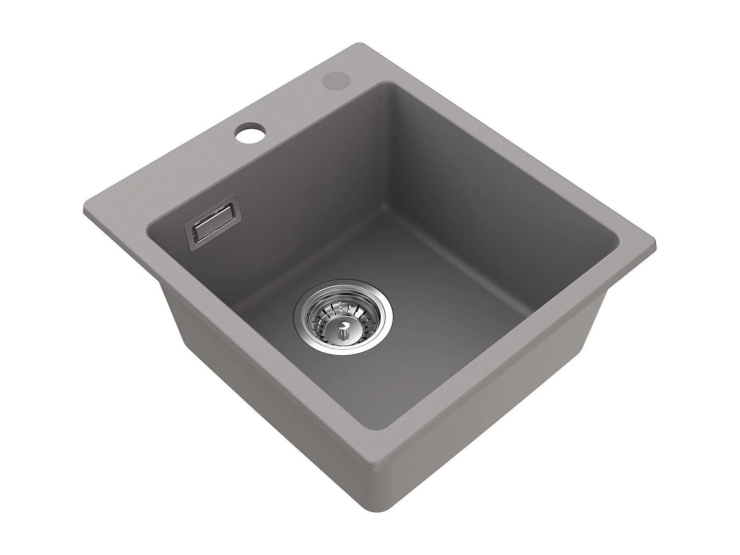 Cecipa max Gris Evier Quartz (40x45x20cm) Evier 1 Bac en Quartz Evier de Cuisine en Granit, Evier à Encastrer + 300ML Distributeur de Savon Brossé