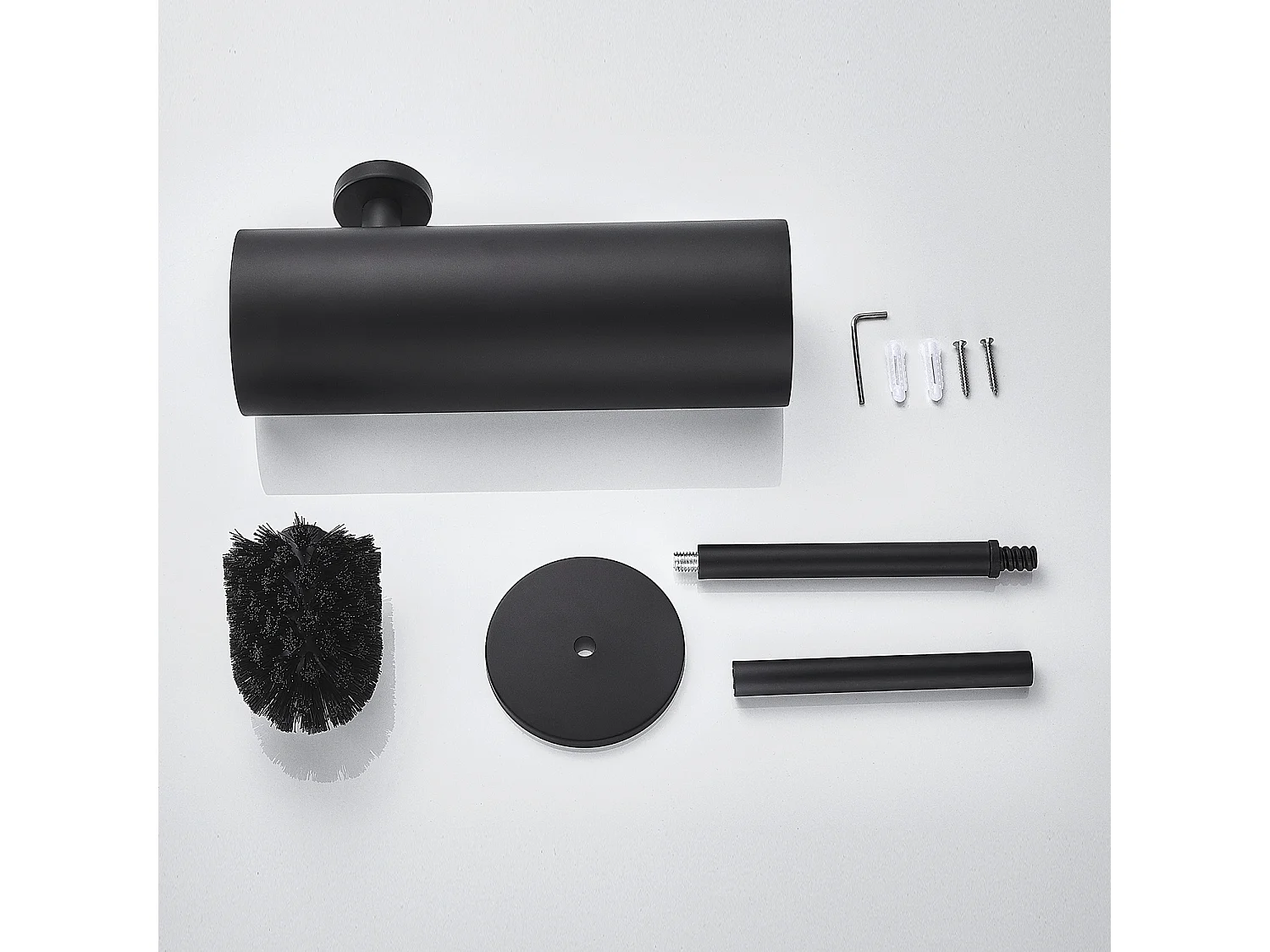 AuraLum Max Porte-balai WC NOIR Vertical Acier inoxydable 304 Traitement de surface brossé Manche extra long, Brosse de Toilette,EU Modèle