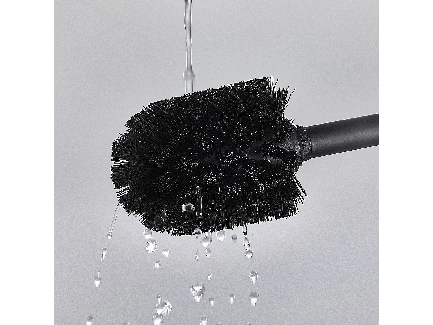 AuraLum Max Porte-balai WC NOIR Vertical Acier inoxydable 304 Traitement de surface brossé Manche extra long, Brosse de Toilette,EU Modèle