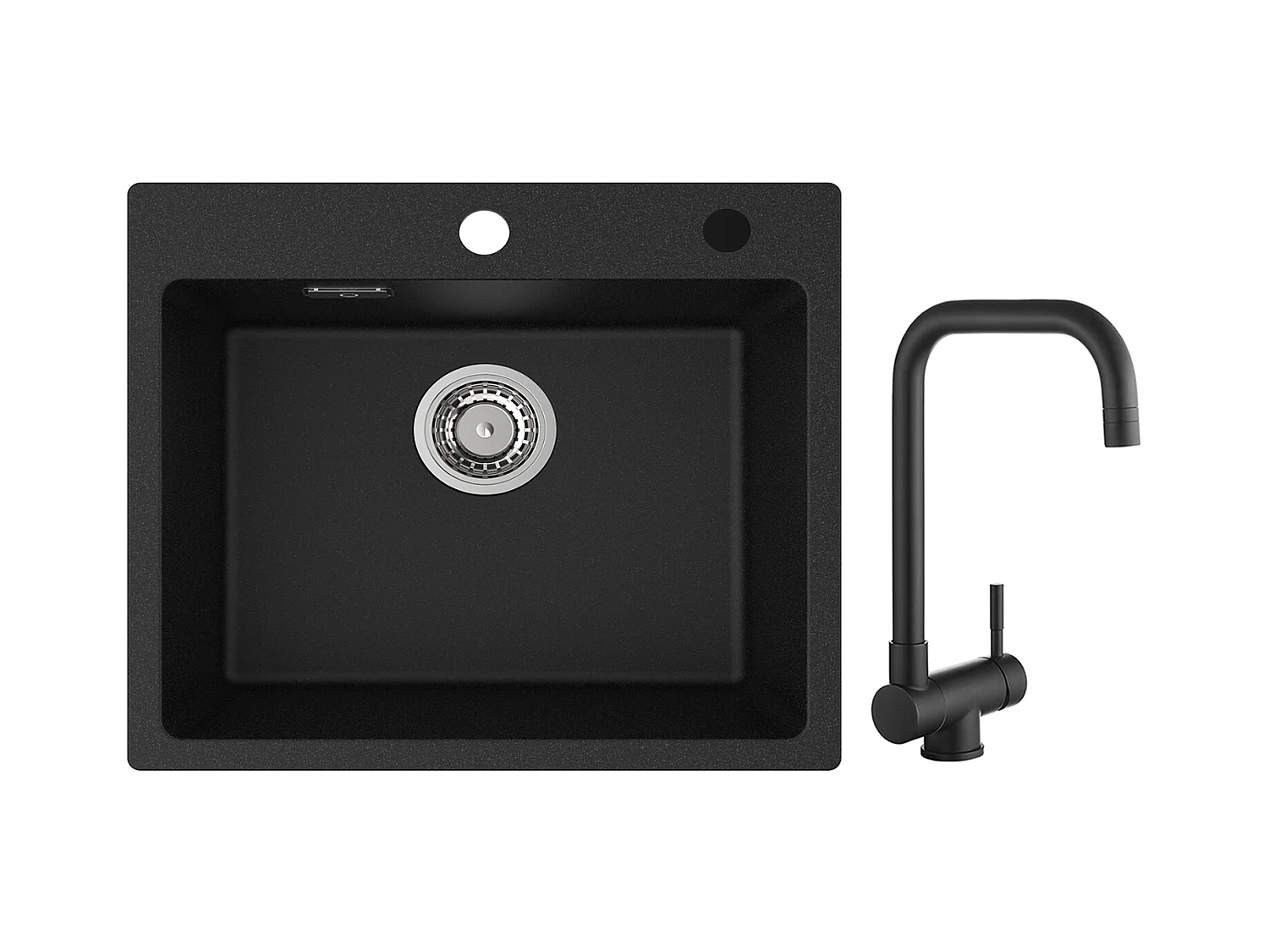 Cecipa max Evier Quartz Noir 50x45cm Evier 1 Bac en Quartz Evier de Cuisine en Granit + Cuisine Rabattable Robinet Pliable Mitigeur Sous Fenêtre Noir
