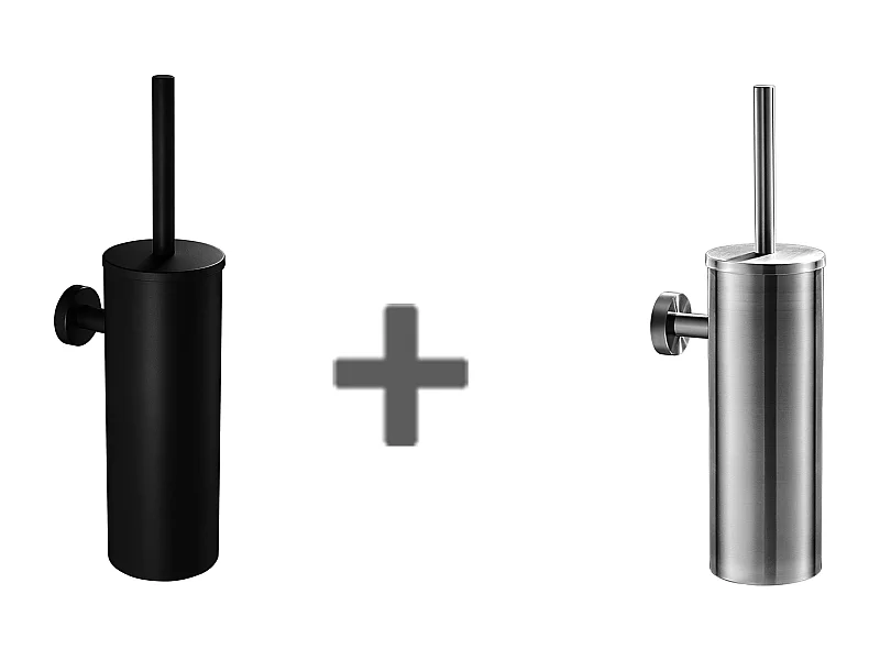 2pcs Spazzola WC Sospeso Nero+Spazzolato con Supporto Spazzola Spazzola WC Acciaio INOX Spazzola WC con Supporto Spazzola Antibatterica,Modello UE