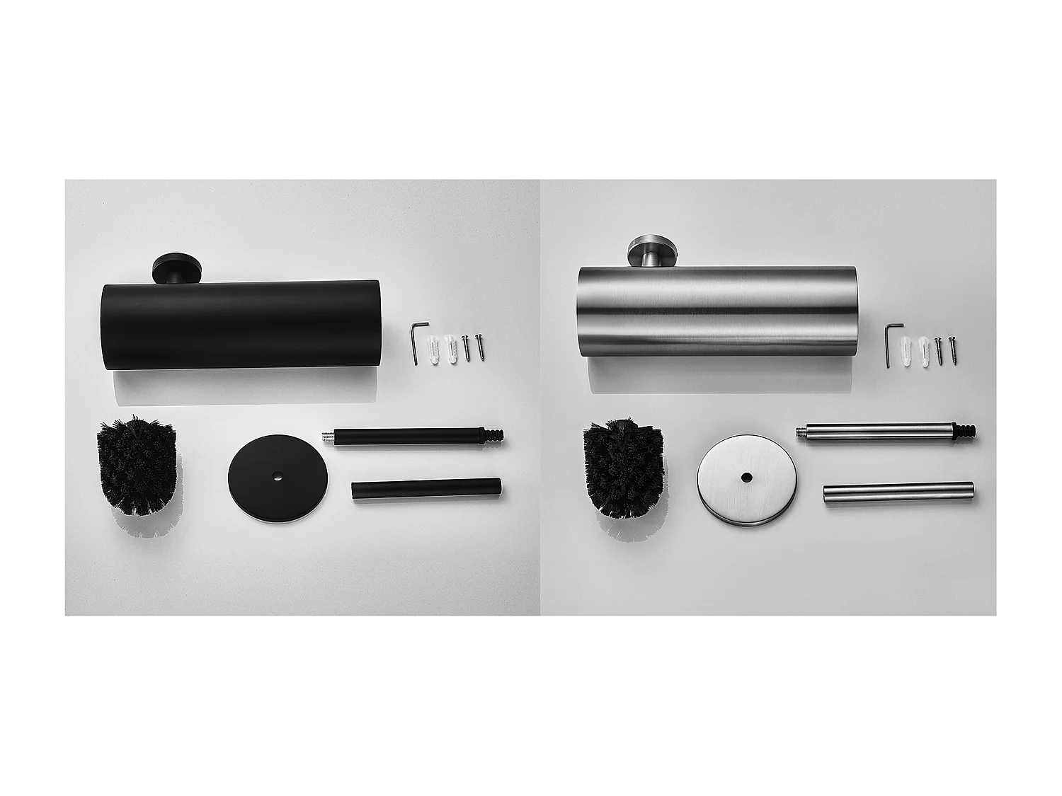 2pcs Spazzola WC Sospeso Nero+Spazzolato con Supporto Spazzola Spazzola WC Acciaio INOX Spazzola WC con Supporto Spazzola Antibatterica,Modello UE