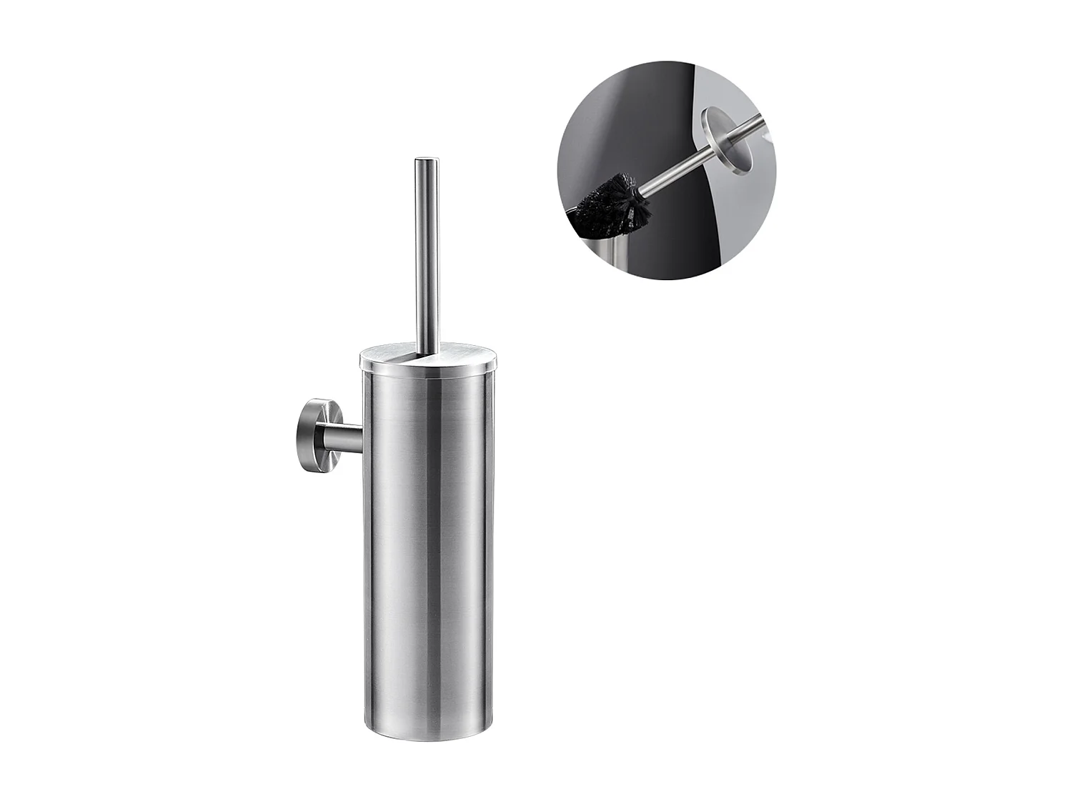 2pcs Spazzola WC Sospeso Nero+Spazzolato con Supporto Spazzola Spazzola WC Acciaio INOX Spazzola WC con Supporto Spazzola Antibatterica,Modello UE