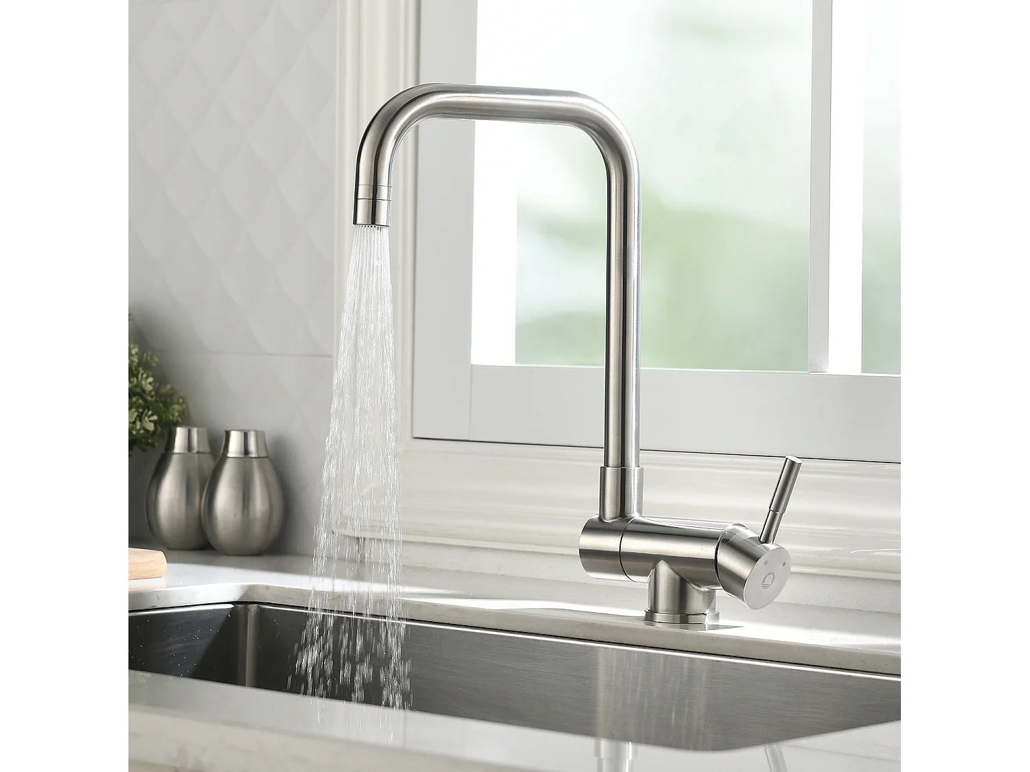 Cecipa max Evier 1 Bac avec Egouttoir Evier à encastrer Quartz et résine Noir 65x45cm + Robinet Cuisine Rabattable Mitigeur de Evier Repliable Brossé