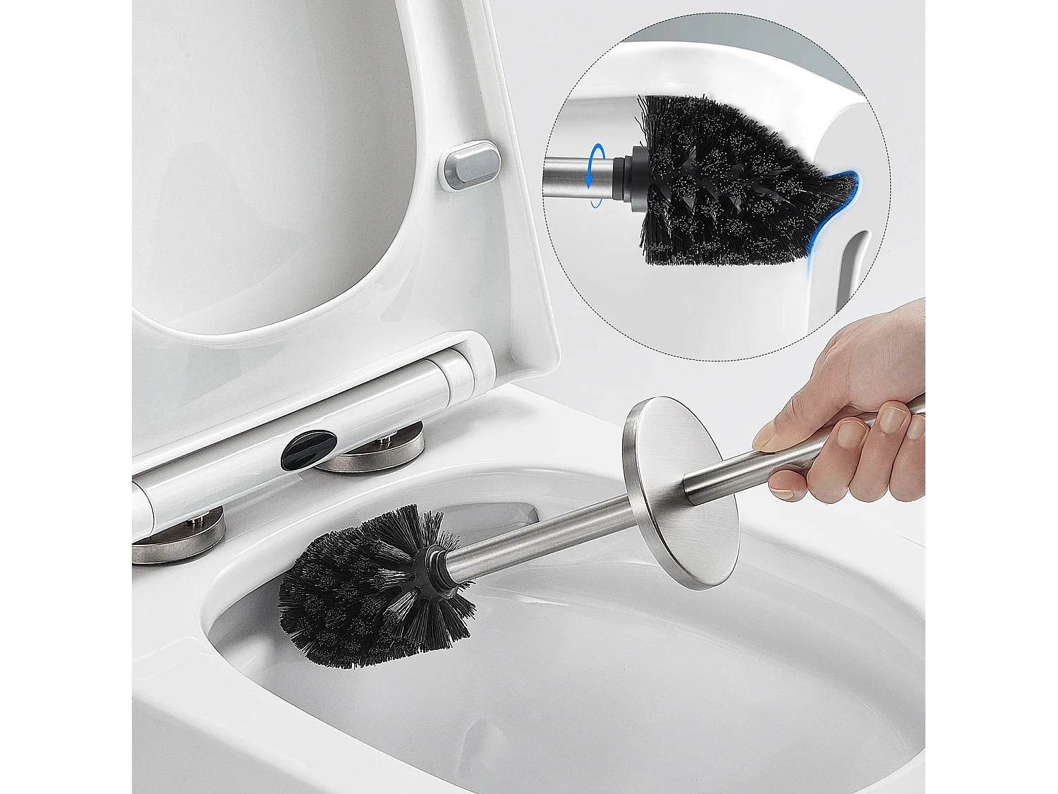 Toilettenbürstenhalter aus Edelstahl, wandmontierte Toilettenbürste, einfache Installation, perfekt für Badezimmer, Toilette, WC, wasserdicht, leicht zu reinigen