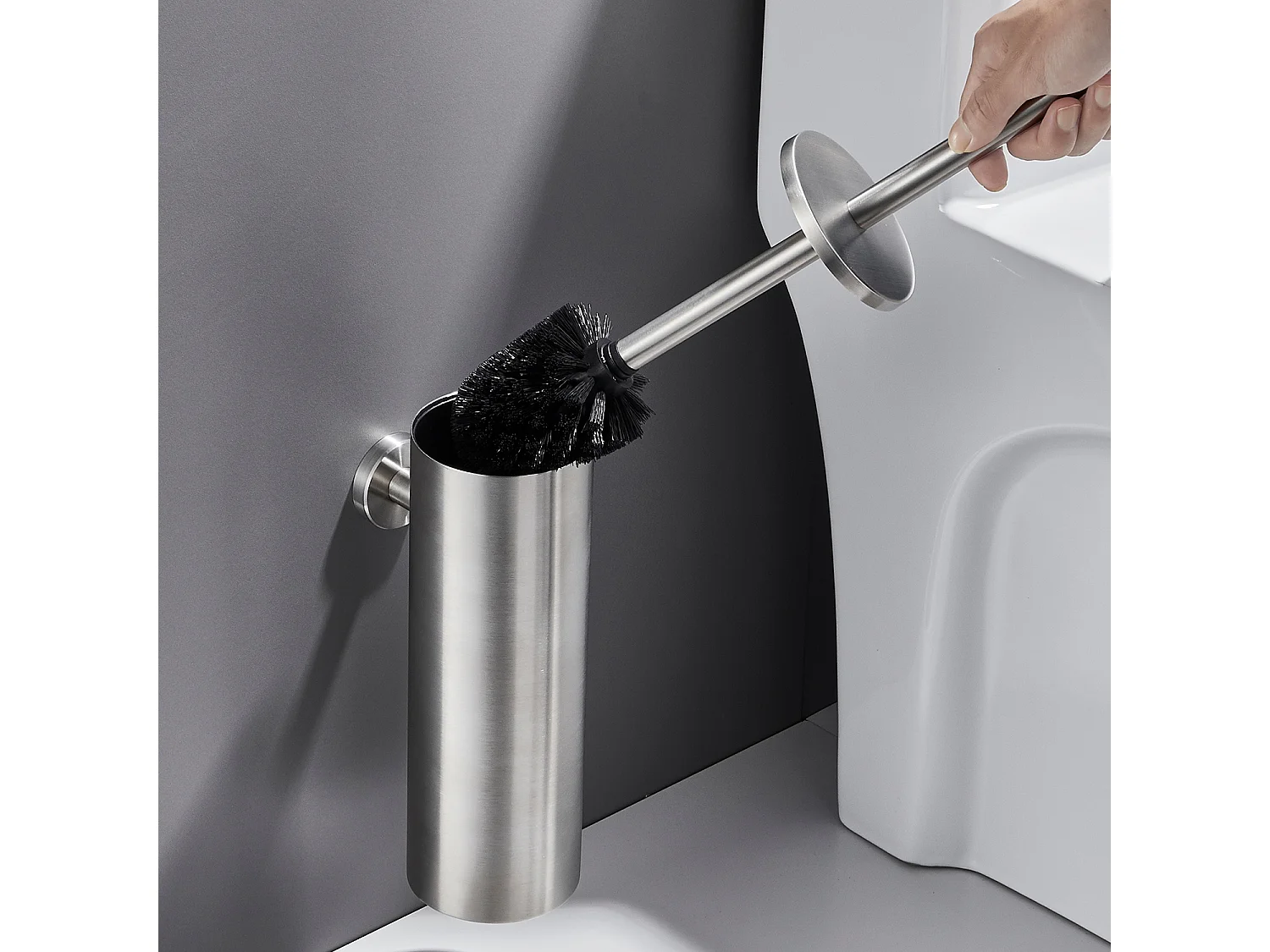 Porte Brosse Toilette Acier Inoxydable Brosse WC Mural Facile Installé Parfait pour Salle de Bains Toilettes WC Imperméable Facile à nettoyer