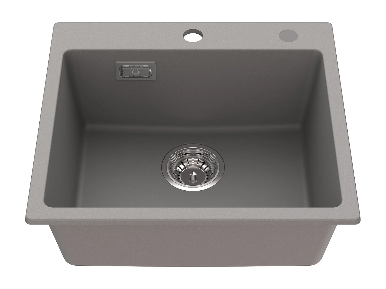 Cecipa max Quartz spoelbak 50x45cm + 300ML geborstelde zeepdispenser - 1 kom Quartz spoelbak keukenspoelbak - 1 wastafel inbouwspoelbak - grijze spoelbak