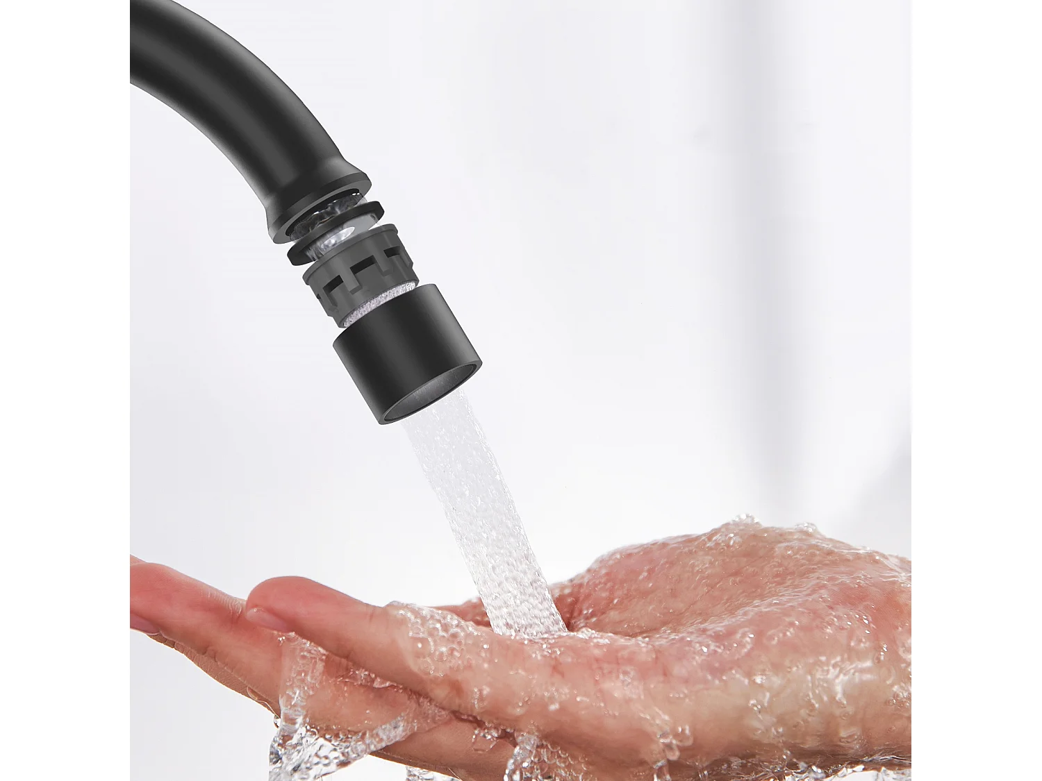 Noir Evier à Encastrer 1 Bac avec Egouttoir, Quartz et Résine, 65x45cm + Robinet de Cuisine à eau Froide,Noir