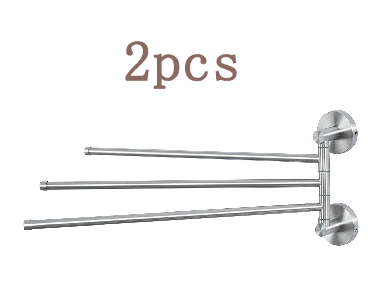 2pcsAuralum max Porta asciugamani con 3 barre rotative a 180°,Inox 304 Porta asciugamani a parete Asciuga asciugamani per bagno cucina-spolato(40CM)