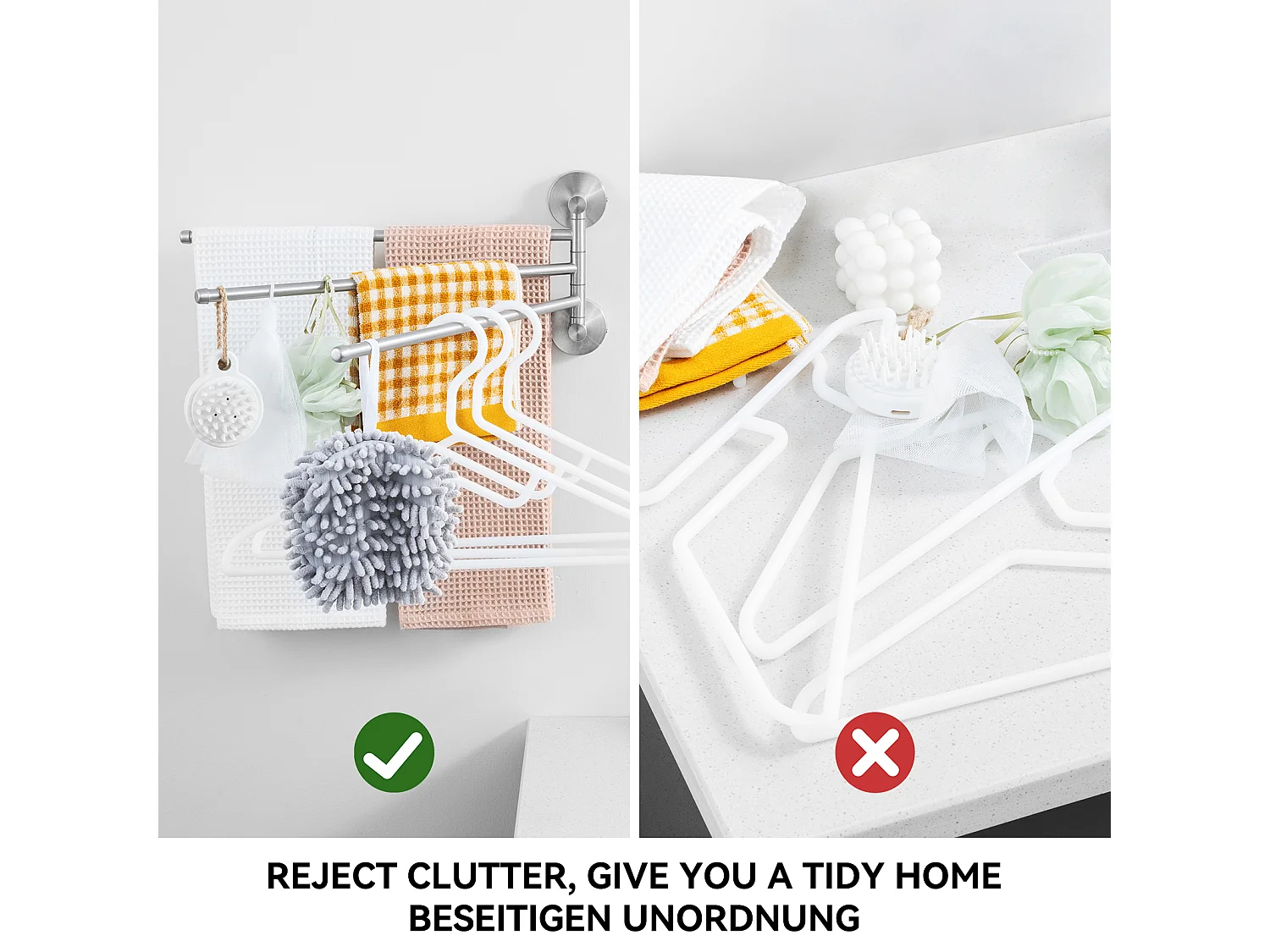 2pcsAuralum max Porte-Serviettes avec 3 Barres 180°Rotatives,Inox 304 Porte Serviette Murale Sèche-Serviettes pour Salle de Bain Cuisine-Brossé(40CM)