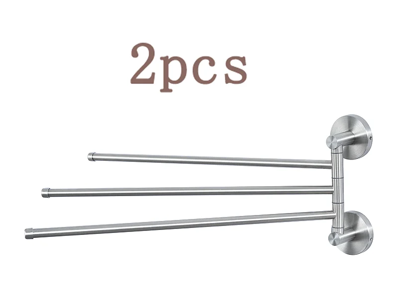 2pcsAuralum max Porte-Serviettes avec 3 Barres 180°Rotatives,Inox 304 Porte Serviette Murale Sèche-Serviettes pour Salle de Bain Cuisine-Brossé(40CM)
