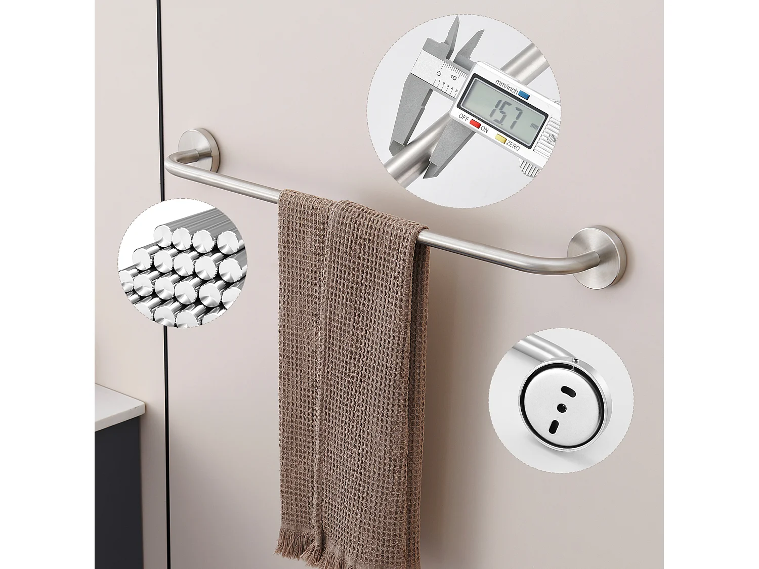 Handdoekhouder Badkamer Auto-aDhesif,Auralum MAX Handdoekhouder Boren Handdoekhouder Muur,Handdoekhouder,Handdoekrailhouder Geborsteld