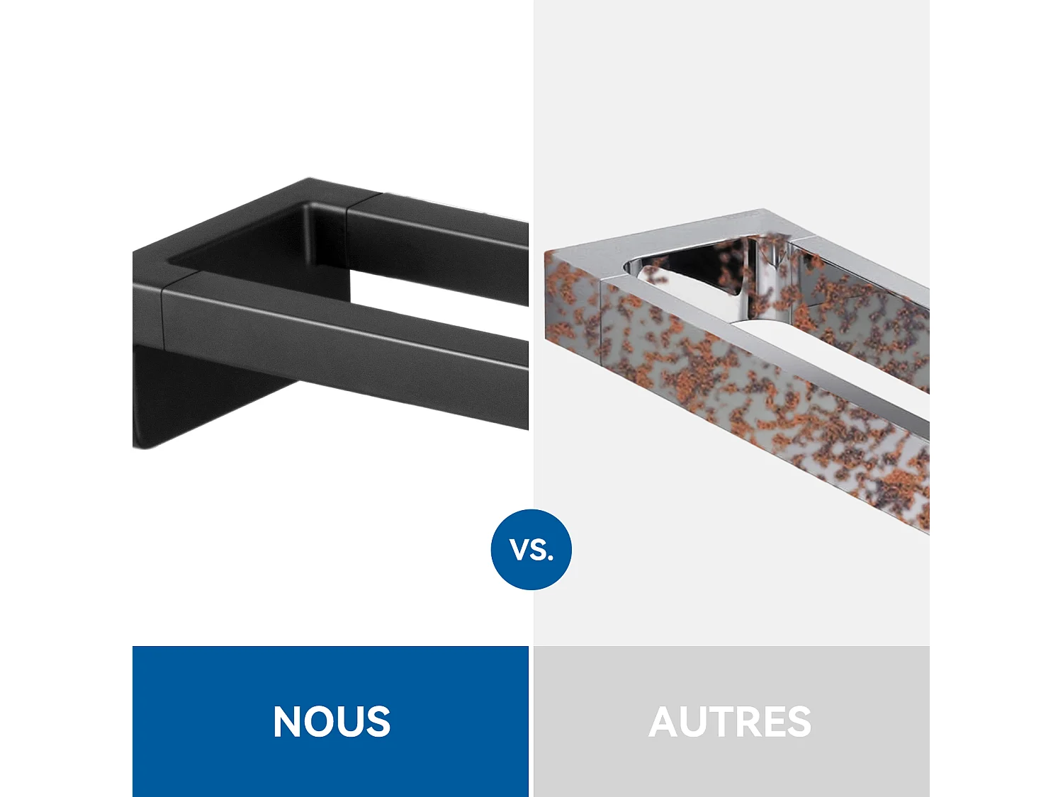 Porte-Serviettes à Deux Bras,Porte-Serviettes Double pour Salle Bains /Cuisine,Support Mural pour Serviettes, Auto-adhésif ou Perçage,42cm,Noir