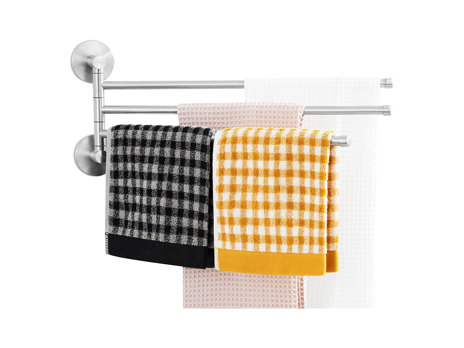 Auralum max Porte-serviettes pivotant à 3 bras,acier inoxydable pour salle bain,porte-serviettes mural peu encombrant,rotation à 180°(Brossé)