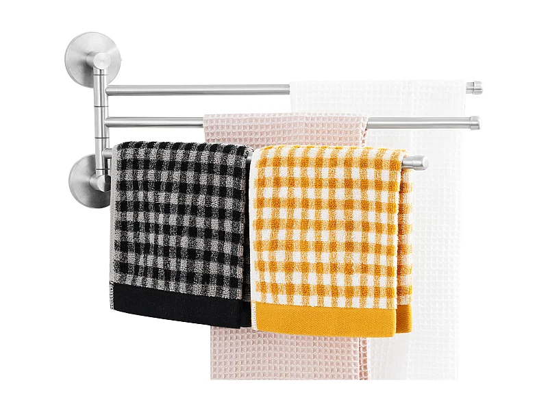 Auralum max Porte-serviettes pivotant à 3 bras,acier inoxydable pour salle bain,porte-serviettes mural peu encombrant,rotation à 180°(Brossé)