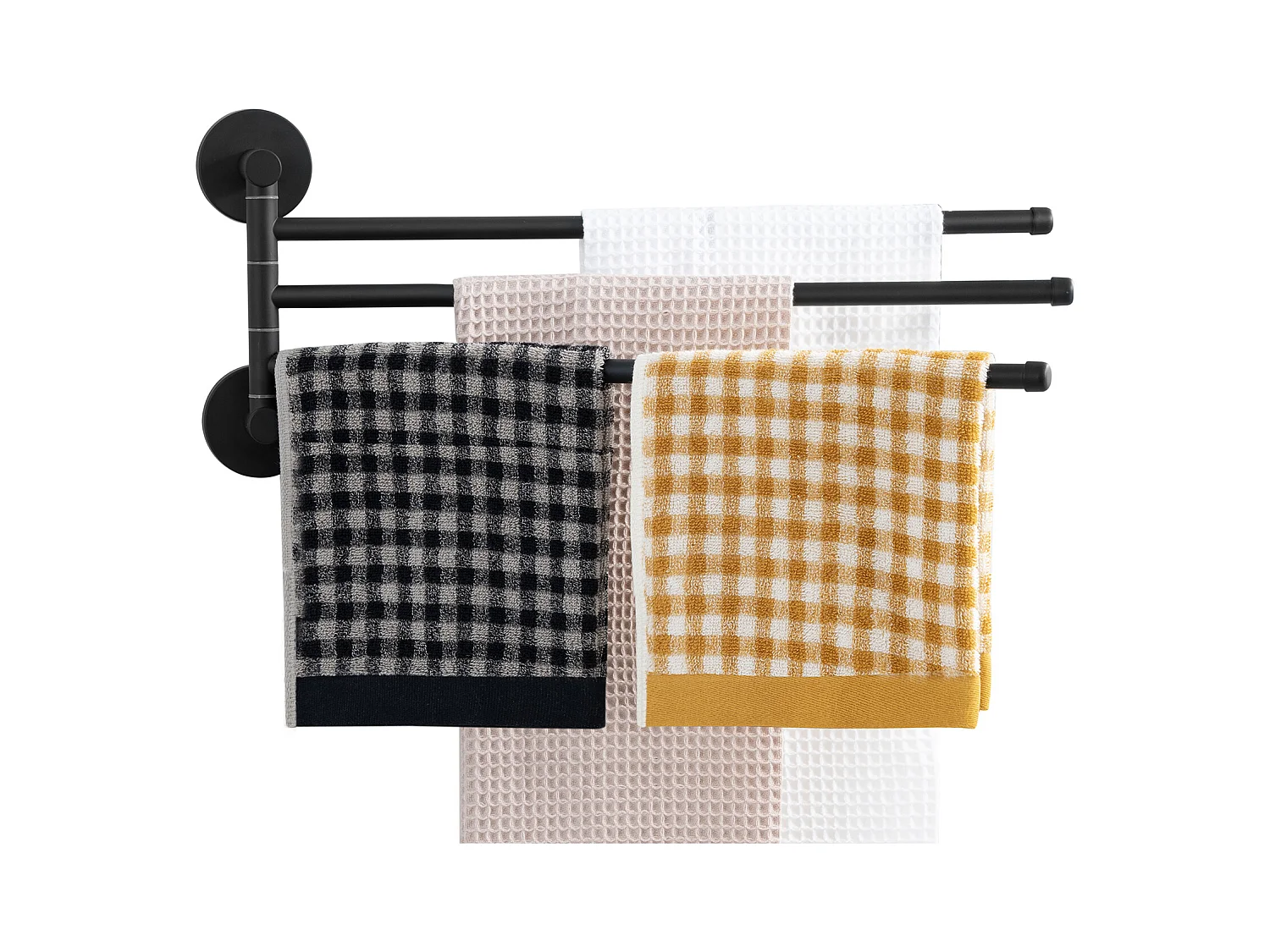 Auralum max Porte-serviettes pivotant à 3 bras,acier inoxydable pour salle bain,porte-serviettes mural peu encombrant,rotation à 180°(Noir)