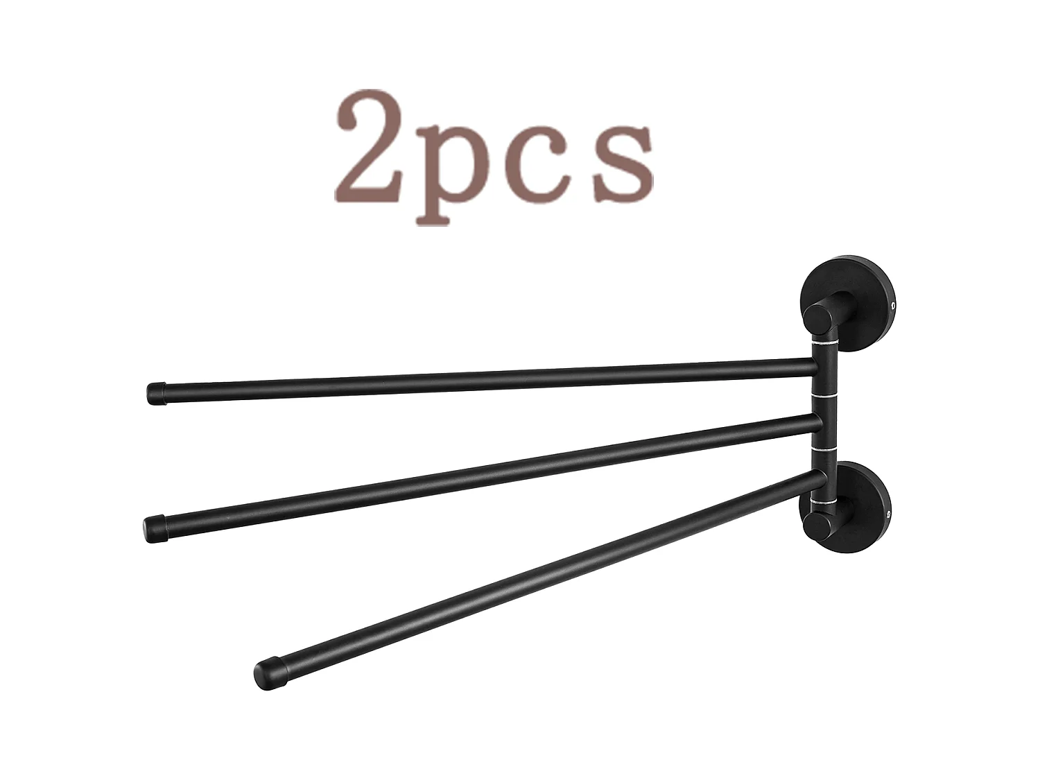 2pcsAuralum max Porte-Serviettes avec 3 Barres 180°Rotatives,Inox 304 Porte Serviette Murale Sèche-Serviettes pour Salle de Bain Cuisine-Noir(40CM)