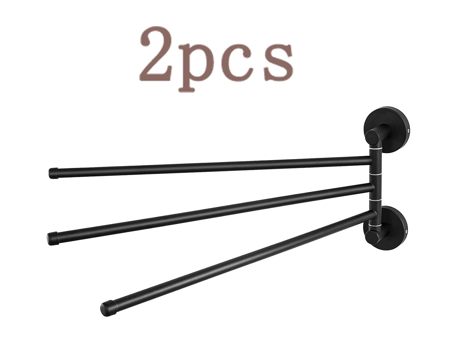 2 stuks Auralum max handdoekhouder met 3 180° draaibare stangen, roestvrij staal 304 wand handdoekhouder handdoekdroger voor badkamer keuken-zwart(40CM)