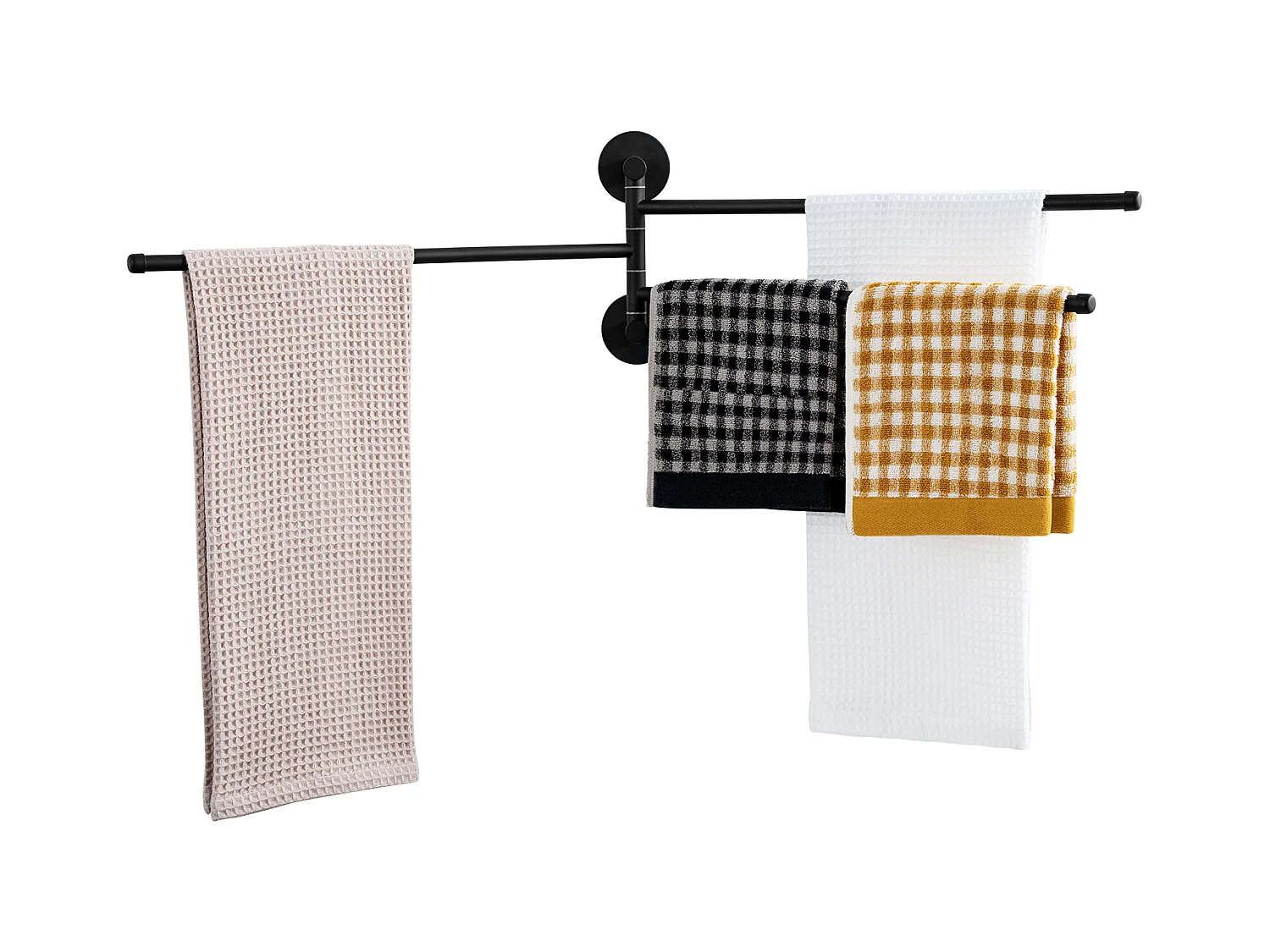 Auralum max Porte-Serviettes avec 3 Barres 180°Rotatives,Inox 304 Porte Serviette Murale Sèche-Serviettes pour Salle de Bain Cuisine-Noir(40CM)