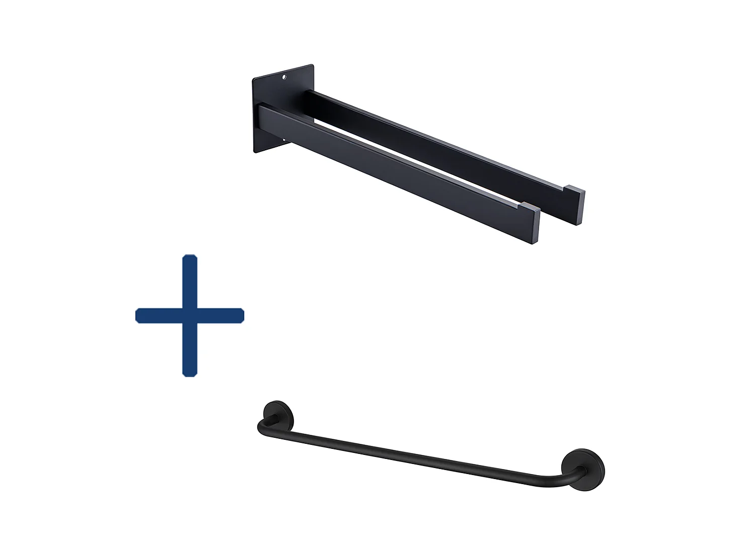 2 STKS Badkamer Handdoek Houder,40cm Handdoek Bars, Zwart+ Badkamer Handdoek Houder, Zelfklevend/ Boren,60CM, INOX 304, Zwart