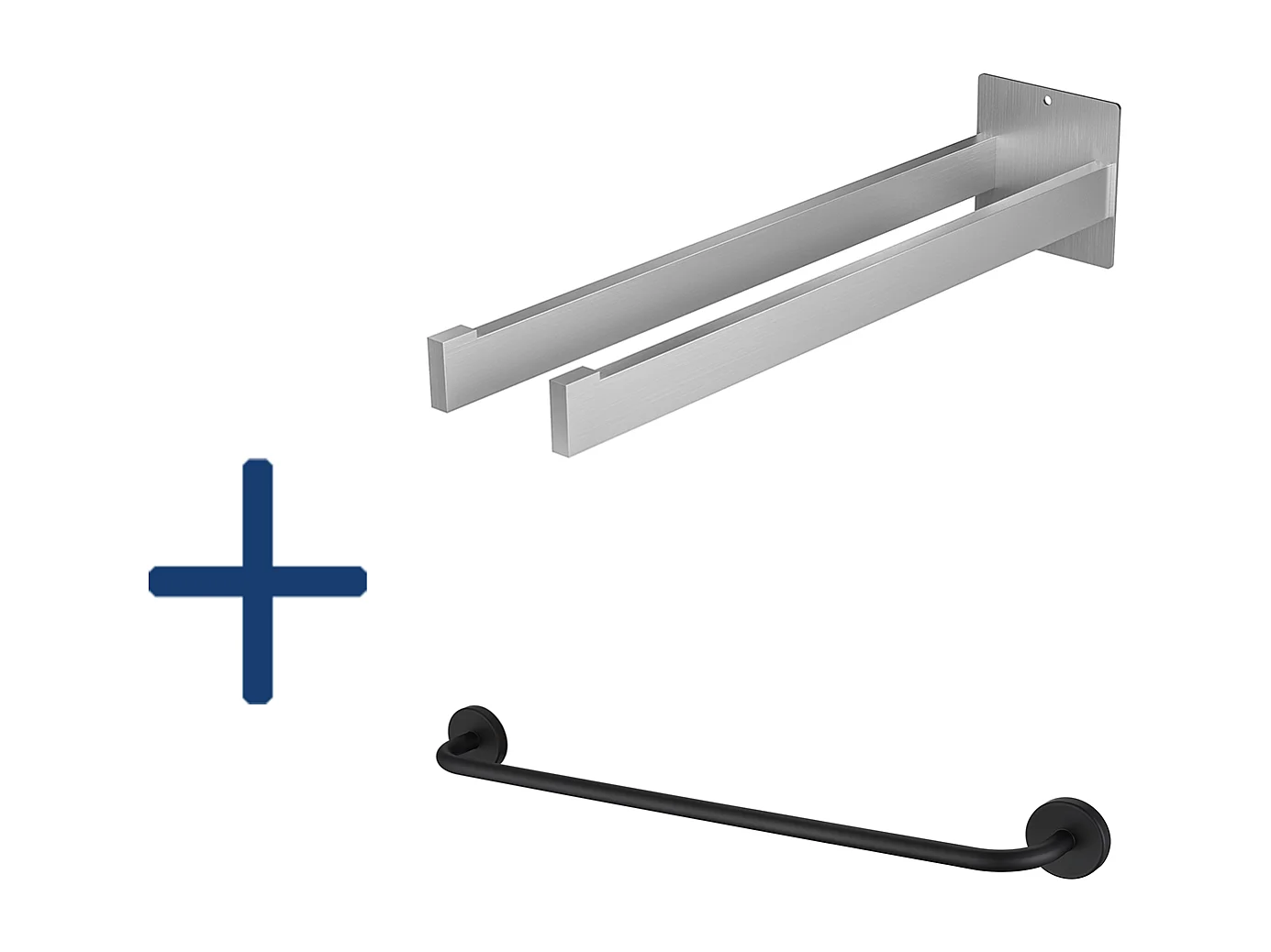 2 STKS Auralum MAX Handdoekhouder Badkamer 40cm,Geborsteld+Badkamer Handdoekhouder,Zelfklevend/Boren,60CM,ROESTX 304,Zwart