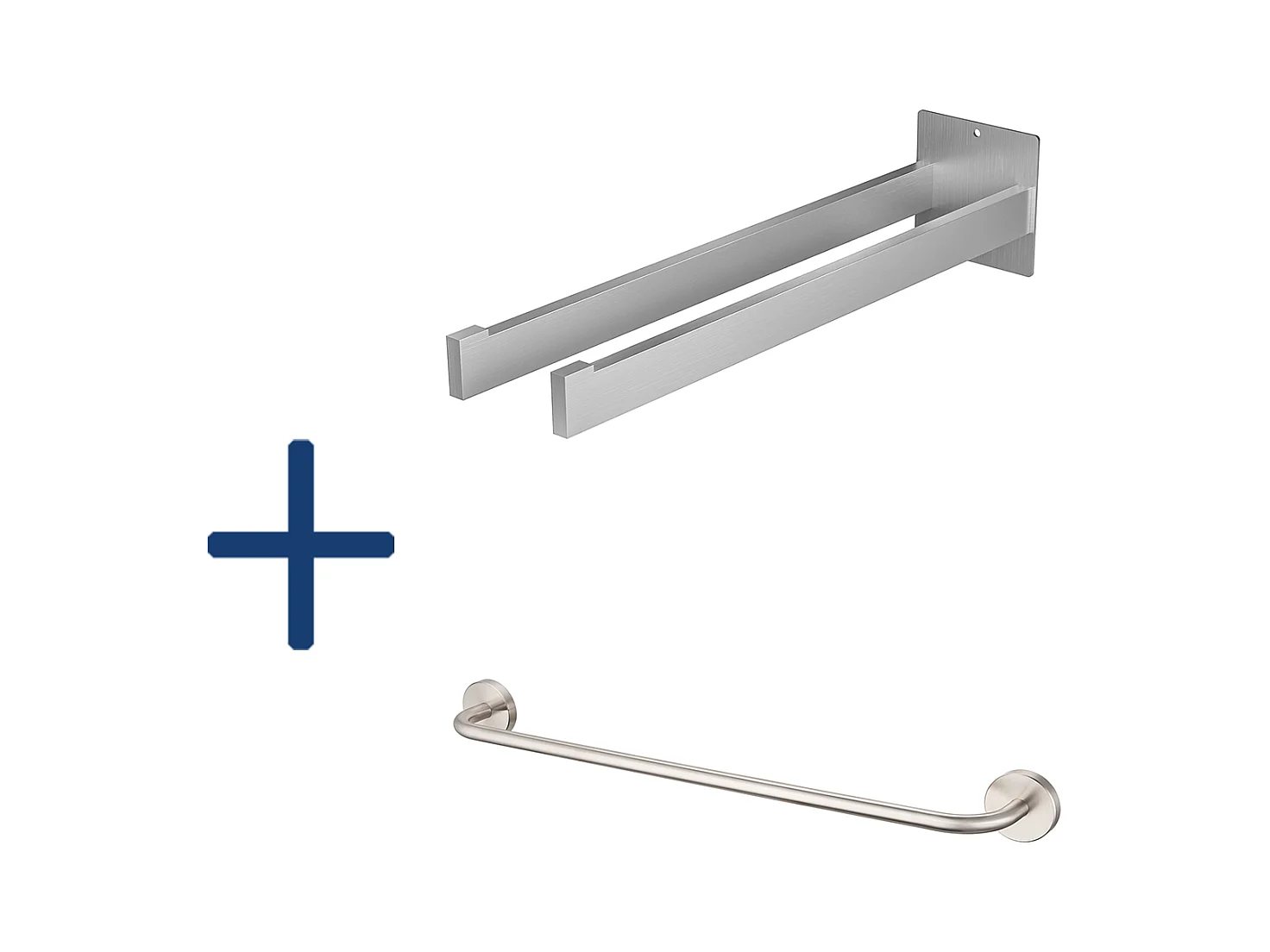 2PCS Auralum MAX Porte Serviette Salle Bain de 40cm,Brossé+60cm Porte-Serviettes Salle Bain Auto-adhésif ou Perçage en Inox 304