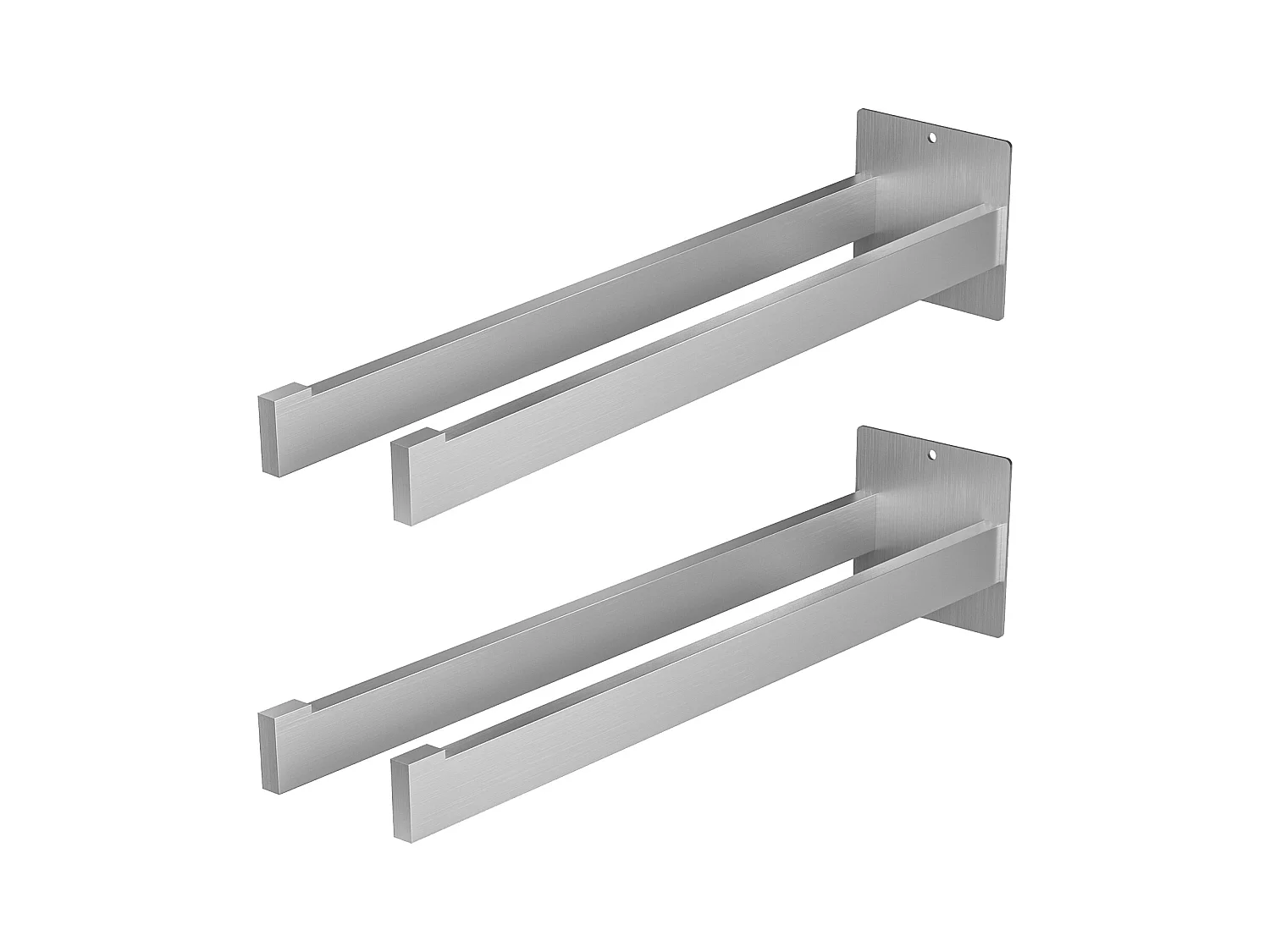 Auralum MAX 2PCS Porte-Serviettes Brossé en Inox,Double Porte Serviette Adhésif Deux Bras Support Mural pour Salle Bain/Cuisine,Deux Options Montage