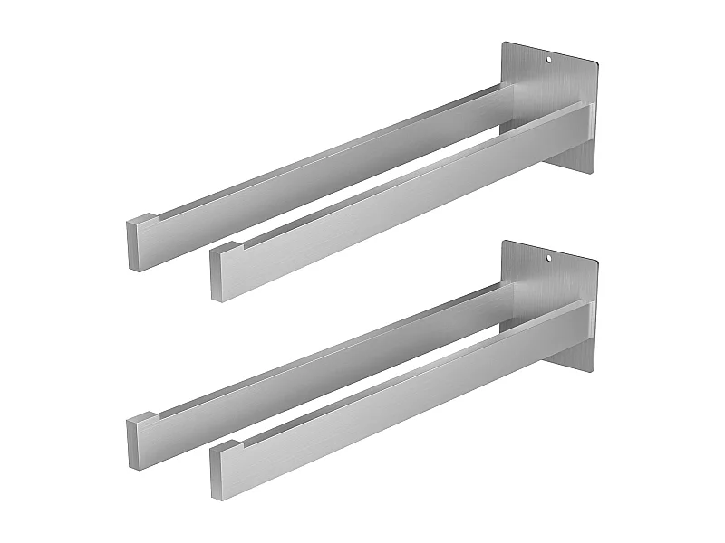 Auralum MAX 2PCS Porte-Serviettes Brossé en Inox,Double Porte Serviette Adhésif Deux Bras Support Mural pour Salle Bain/Cuisine,Deux Options Montage