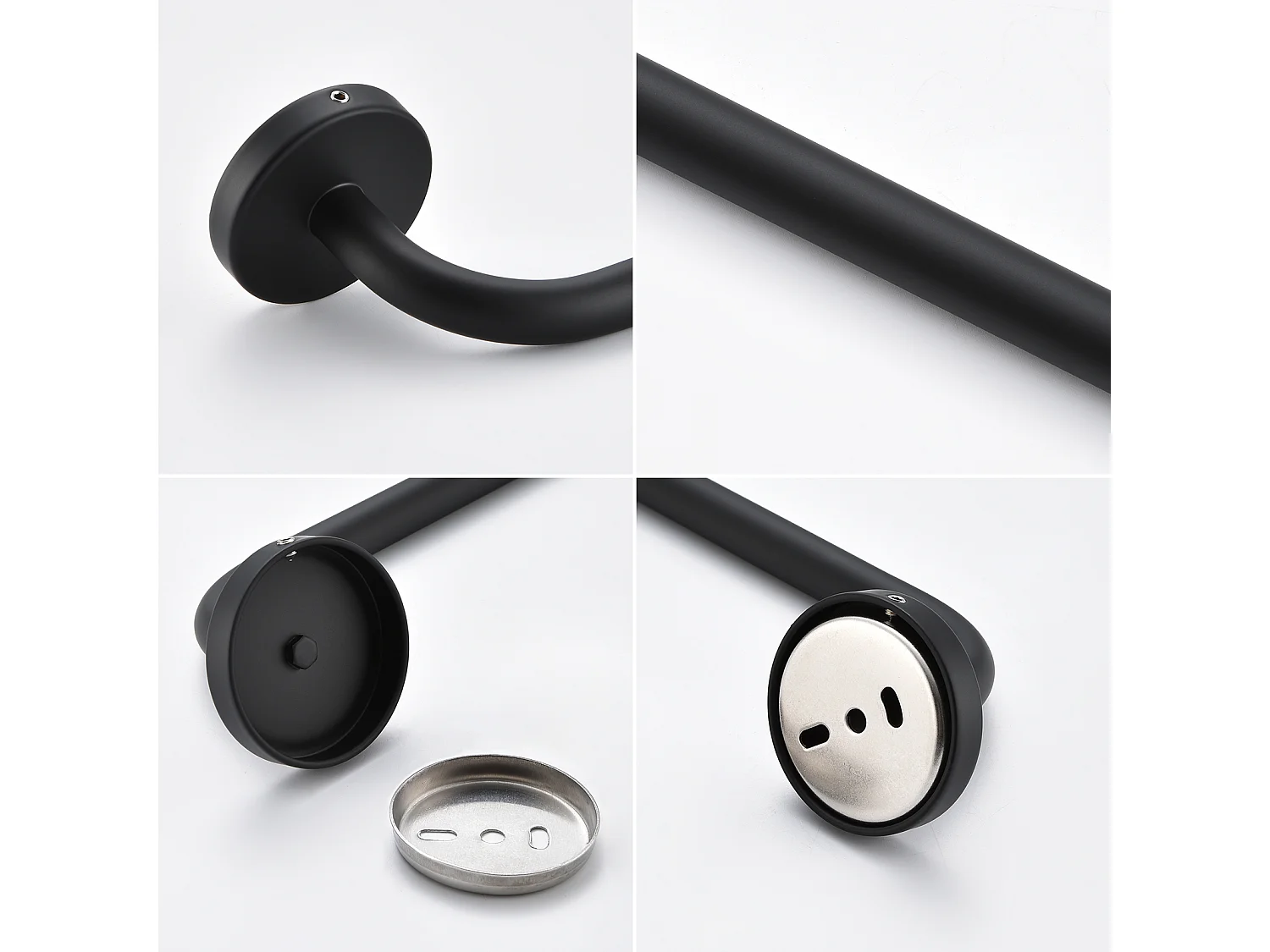 Badezimmer Handtuchhalter Selbstklebend, Auralum MAX Handtuchhalter Bohren Wandmontage Handtuchhalter, Handtuchstangenhalter, Schwarz