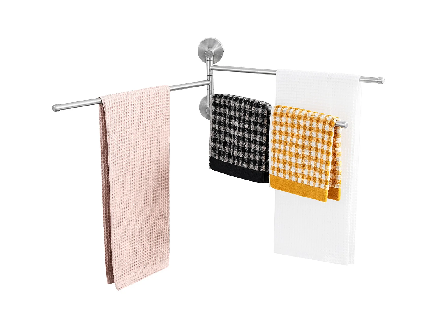 Auralum max Handdoekhouder met 3 Staven 180° Draaibaar, RVS304 Wandhanddoekhouder Handdoekdroger voor Badkamer Keuken-Geborsteld(40CM)