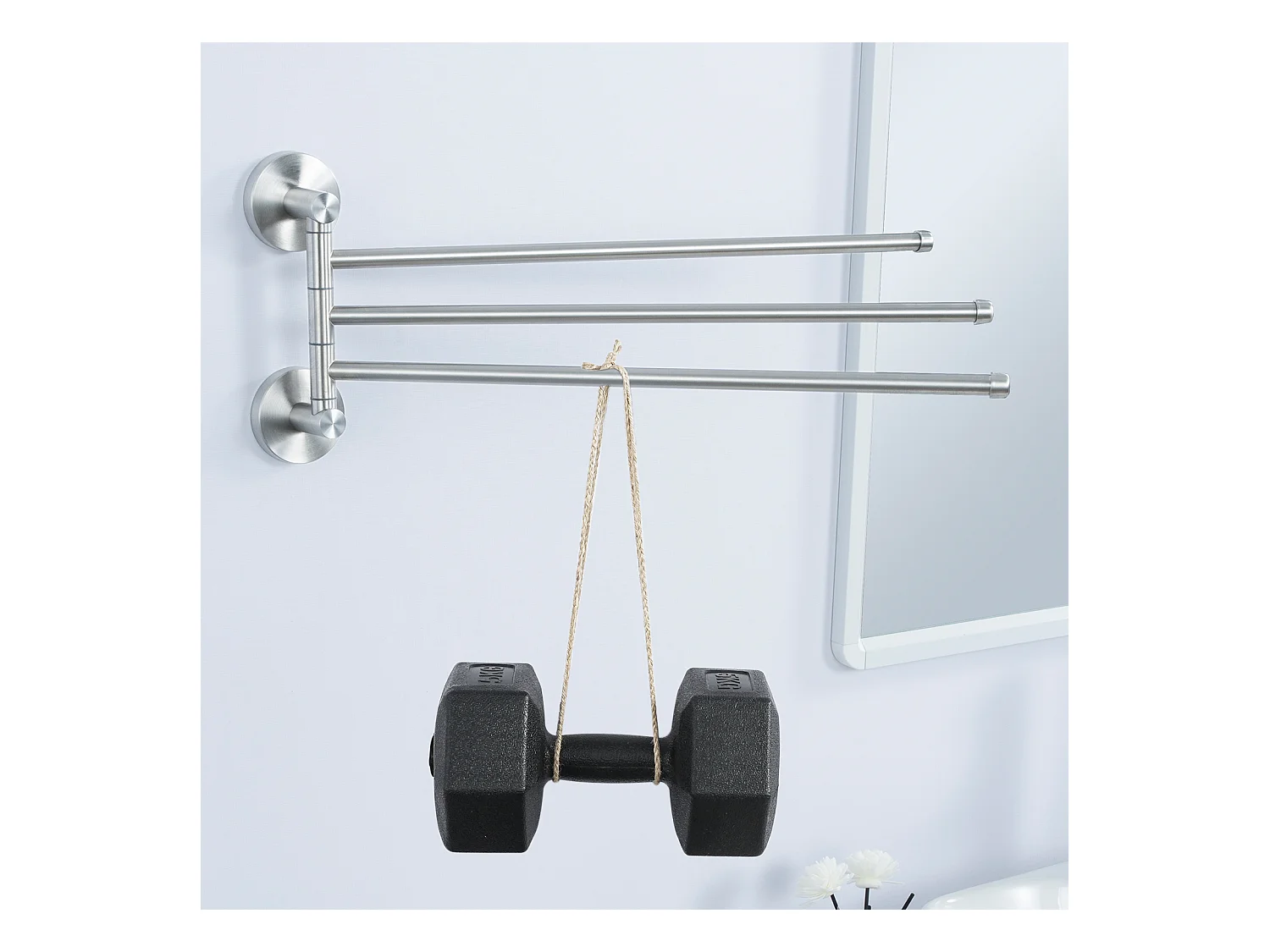 Auralum max Porte-Serviettes avec 3 Barres 180°Rotatives,Inox 304 Porte Serviette Murale Sèche-Serviettes pour Salle de Bain Cuisine-Brossé(40CM)