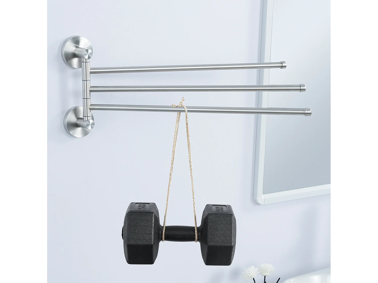 Auralum max Porte-Serviettes avec 3 Barres 180°Rotatives,Inox 304 Porte Serviette Murale Sèche-Serviettes pour Salle de Bain Cuisine-Brossé(40CM)