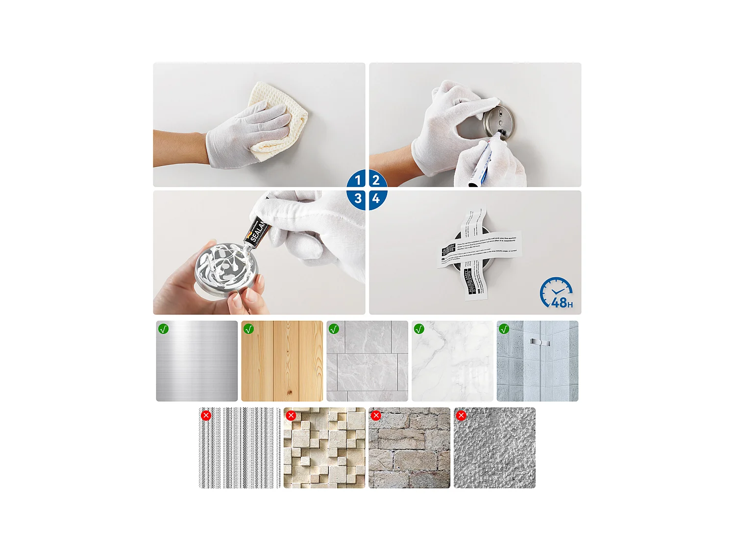 AuralumMax Badezimmer-Zubehör, Edelstahl, gebürstet, Handtuchhalter zur Wandmontage (1 Stück), Toilettenpapierrollenhalter (1 Stück), Haken (4 Stück)