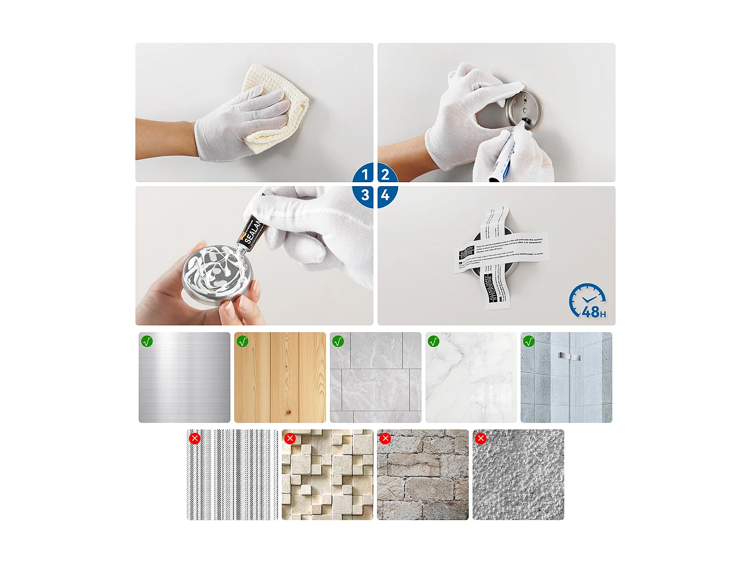 AuralumMax Badkamer Accessoires, Roestvrij Staal, Geborsteld, Wandhanddoekhouder (1 Stuk), Toiletrolhouder (1 Stuk), Haak, (4 Stuk)